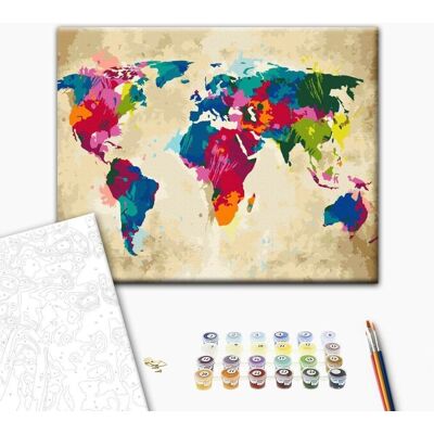 Artgeist Mapa Świata (Kolorowa) - Obraz na płótnie - 60x40 cm Artgeist Mapa Świata (Kolorowa) - Obraz na płótnie - 60x40 cm