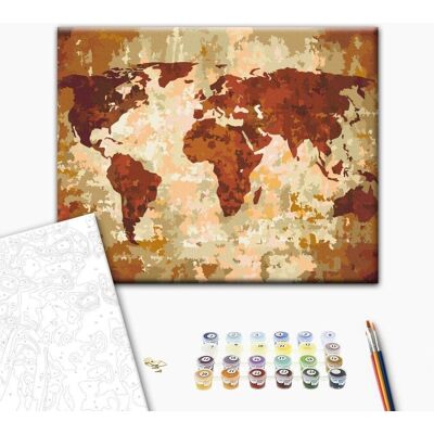ARTGEIST Obraz do samodzielnego malowania - Mapa świata (kolory ziemi) ARTGEIST Obraz do samodzielnego malowania - Mapa świata (kolory ziemi)
