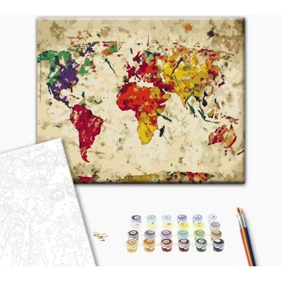 Artgeist Mapa Świata Plamy Kolorów - 60x40 Sztuka na Ścianę Artgeist Mapa Świata Plamy Kolorów - 60x40 Sztuka na Ścianę