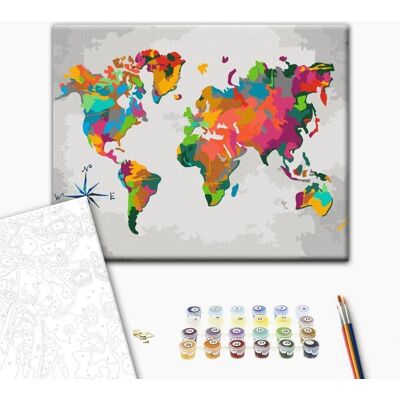 ARTGEIST Obraz do samodzielnego malowania - Mapa świata (z różą wiatrów) ARTGEIST Obraz do samodzielnego malowania - Mapa świata (z różą wiatrów)