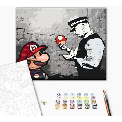 Zestaw do malowania na płótnie Mario (Banksy) - 60x40cm Zestaw do malowania na płótnie Mario (Banksy) - 60x40cm