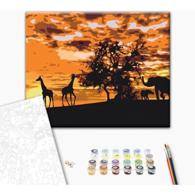 ARTGEIST Obraz do samodzielnego malowania - Na sawannie (żyrafy i słonie) ARTGEIST Obraz do samodzielnego malowania - Na sawannie (żyrafy i słonie)