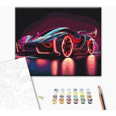 ARTGEIST Obraz do samodzielnego malowania - Neonowy samochód ARTGEIST Obraz do samodzielnego malowania - Neonowy samochód