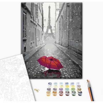 Zestaw do Malowania na Płótnie z Czerwonym Parasol - 40x60cm - Artgeist Zestaw do Malowania na Płótnie z Czerwonym Parasol - 40x60cm - Artgeist