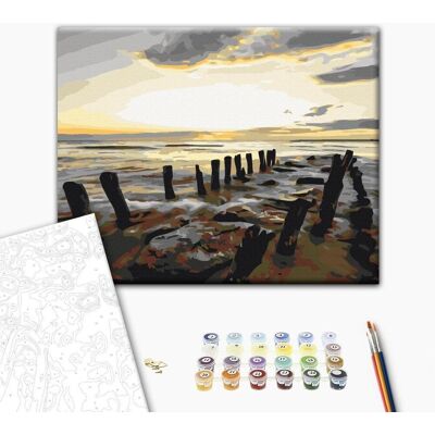 Artgeist Malowanie według numerów - Plaża (wschód słońca) 60x40cm Artgeist Malowanie według numerów - Plaża (wschód słońca) 60x40cm