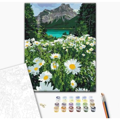 ARTGEIST Obraz do samodzielnego malowania - Rumianki w górskiej dolinie ARTGEIST Obraz do samodzielnego malowania - Rumianki w górskiej dolinie