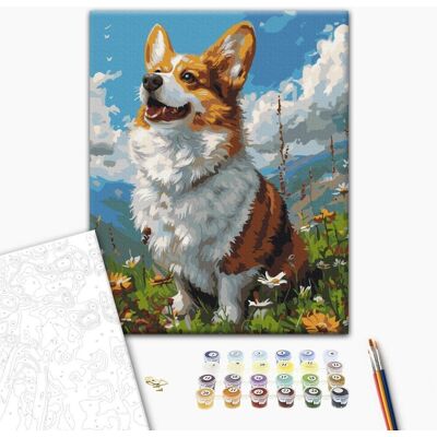 ARTGEIST Obraz do samodzielnego malowania - Słoneczny Corgi ARTGEIST Obraz do samodzielnego malowania - Słoneczny Corgi
