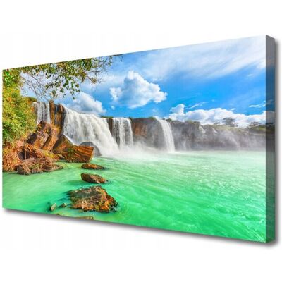 Inny producent Obraz Na Płótnie Canvas Z Grafiką Wodospad Jezioro Krajobraz 120x60 Inny producent Obraz Na Płótnie Canvas Z Grafiką Wodospad Jezioro Krajobraz 120x60
