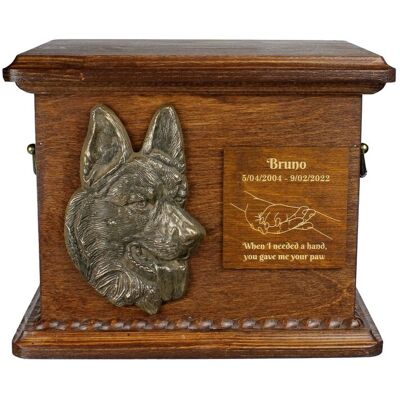 Owczarek niemiecki, Alsatian II - skrzynia pamiątkowa psa, personalizowana skrzynia i płaskorzeźbą, pamiątkowe pudełko na psie pamiątki marki Art-Dog Owczarek niemiecki, Alsatian II - skrzynia pamiątkowa psa, personalizowana skrzynia i płaskorzeźbą, pamiątkowe pudełko na psie pamiątki marki Art-Dog