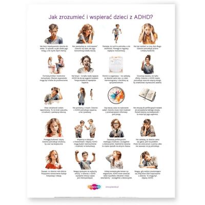 Emocjolandia Plakat: Jak zrozumieć i wspierać dzieci z ADHD? (50x70cm) Pomóż dziecku rozwinąć skrzydła! Edukacja emocjonalna neuroatypowość Emocjolandia Plakat: Jak zrozumieć i wspierać dzieci z ADHD? (50x70cm) Pomóż dziecku rozwinąć skrzydła! Edukacja emocjonalna neuroatypowość