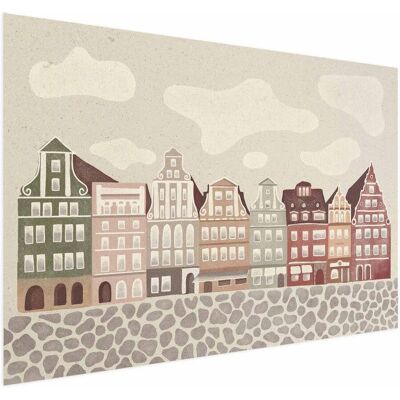 ARTGEIST Plakat - Kolorowe Fasady - zabytkowe wrocławskie kamienice na tle nieba i brukowanej uliczki ARTGEIST Plakat - Kolorowe Fasady - zabytkowe wrocławskie kamienice na tle nieba i brukowanej uliczki