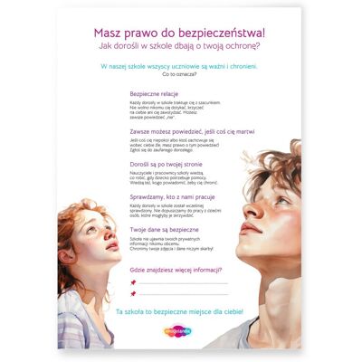 Emocjolandia Plakat „Masz prawo do bezpieczeństwa!” - B2 (50 × 70 cm) - dla szkół ponadpodstawowych Emocjolandia Plakat „Masz prawo do bezpieczeństwa!” - B2 (50 × 70 cm) - dla szkół ponadpodstawowych