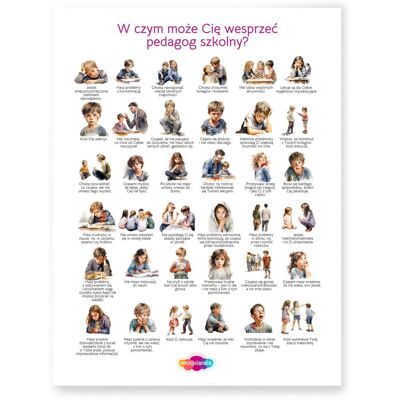 Emocjolandia Plakat - W czym może cię wesprzeć pedagog szkolny - 50x70 cm Emocjolandia Plakat - W czym może cię wesprzeć pedagog szkolny - 50x70 cm