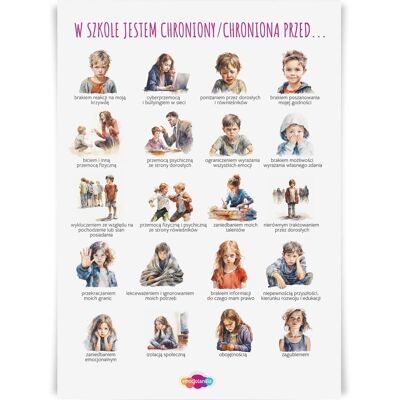 Emocjolandia Plakat „W szkole jestem chroniony/chroniona przed” - Ustawa Kamilka - B2 (48 × 68 cm) Emocjolandia Plakat „W szkole jestem chroniony/chroniona przed” - Ustawa Kamilka - B2 (48 × 68 cm)