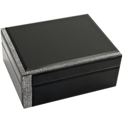 ART Szkatułka na biżuterię 18,5x14,5x8 cm czarno-srebrna ART Szkatułka na biżuterię 18,5x14,5x8 cm czarno-srebrna