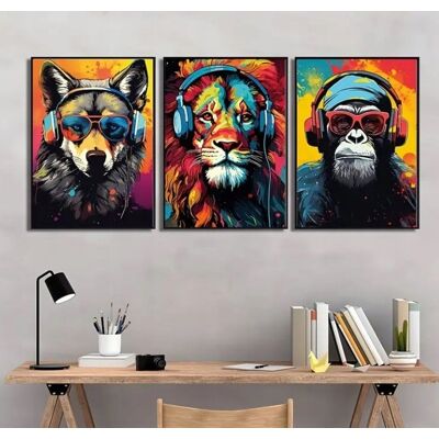 Deco-Online Zestaw trzech Plakatów A3 Art Plakaty Ellivex Lew Wilk Małpa BEZ RAMY Deco-Online Zestaw trzech Plakatów A3 Art Plakaty Ellivex Lew Wilk Małpa BEZ RAMY
