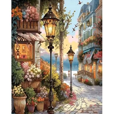 Norimpex Malowanie Po Numerach Kwiecista Ulica Pod Latarniami 40x50 Cm Na Ramie Norimpex Malowanie Po Numerach Kwiecista Ulica Pod Latarniami 40x50 Cm Na Ramie