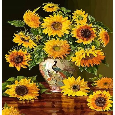 Norimpex Malowanie Po Numerach Wazon Słoneczników 50X40 Cm Z Ramą Kreatywne Norimpex Malowanie Po Numerach Wazon Słoneczników 50X40 Cm Z Ramą Kreatywne