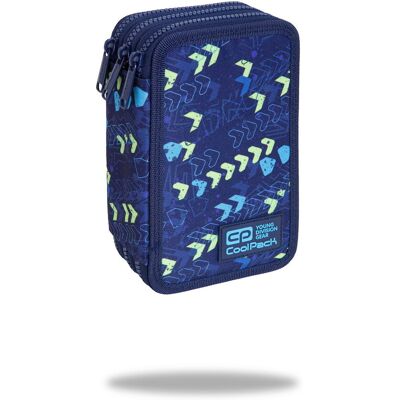 Piórnik z wyposażeniem trzykomorowy dla dzieci, Jumper 3 Chevron CoolPack, geometryczny, niebieski Piórnik z wyposażeniem trzykomorowy dla dzieci, Jumper 3 Chevron CoolPack, geometryczny, niebieski