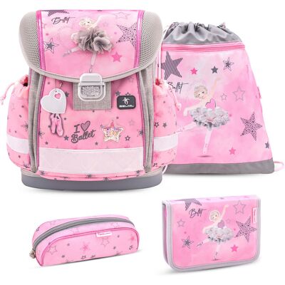 Ergonomiczny zestaw szkolny dla dziewczynek – Belmil Classy 'Ballet Light Pink' (4-częściowy), lekki i wygodny Ergonomiczny zestaw szkolny dla dziewczynek – Belmil Classy 'Ballet Light Pink' (4-częściowy), lekki i wygodny
