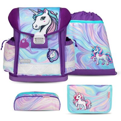 Ergonomiczny zestaw szkolny dla dziewczynek – Belmil Classy 'Unicorn Dream' (4-częściowy), lekki i wygodny Ergonomiczny zestaw szkolny dla dziewczynek – Belmil Classy 'Unicorn Dream' (4-częściowy), lekki i wygodny