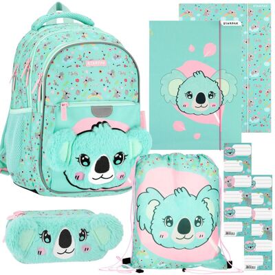 Starpak Koala Wyprawka Szkolna Dla Dziewczynki: Usztywniany Plecak, Piórnik, Worek Na Buty, 2 Sztuki Teczka Z Gumką, Naklejki Na Zeszyt Starpak Koala Wyprawka Szkolna Dla Dziewczynki: Usztywniany Plecak, Piórnik, Worek Na Buty, 2 Sztuki Teczka Z Gumką, Naklejki Na Zeszyt