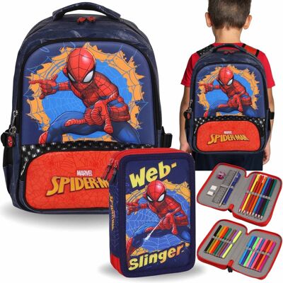 Marvel Spider Man Zestaw Szkolny Dla Chłopca: Usztywniany Plecak + Piórnik Z Wyposażeniem, Wyprawka Szkolna Marvel Spider Man Zestaw Szkolny Dla Chłopca: Usztywniany Plecak + Piórnik Z Wyposażeniem, Wyprawka Szkolna