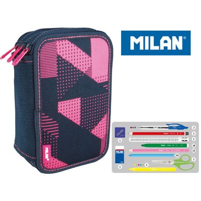 Milan, Piórnik 3-Poziomowy Z Wyposażeniem, Knit, Różowy Milan, Piórnik 3-Poziomowy Z Wyposażeniem, Knit, Różowy