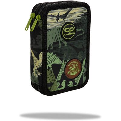 Patio Piórnik z wyposażeniem dwukomorowy dla chłopca, jumper 2 adventure park CoolPack, moro, zielony Patio Piórnik z wyposażeniem dwukomorowy dla chłopca, jumper 2 adventure park CoolPack, moro, zielony
