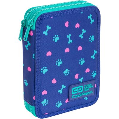 Piórnik Z Wyposażeniem Dwukomorowy Dla Dziewczynki, Jumper Xl Puppy Love Coolpack, Serce, Niebieski Piórnik Z Wyposażeniem Dwukomorowy Dla Dziewczynki, Jumper Xl Puppy Love Coolpack, Serce, Niebieski