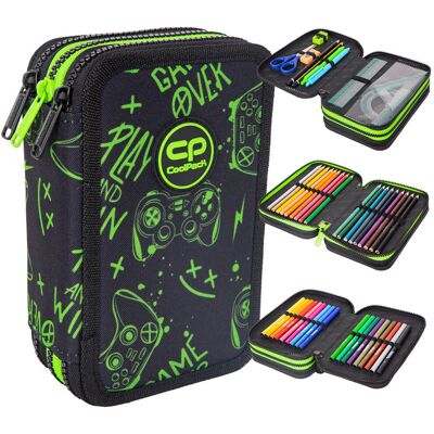 Patio Piórnik Szkolny Trzykomorowy Z Wyposażeniem Dla Chłopca Coolpack Jumper 3 Game Night, Czarny, 46 Elementów Patio Piórnik Szkolny Trzykomorowy Z Wyposażeniem Dla Chłopca Coolpack Jumper 3 Game Night, Czarny, 46 Elementów