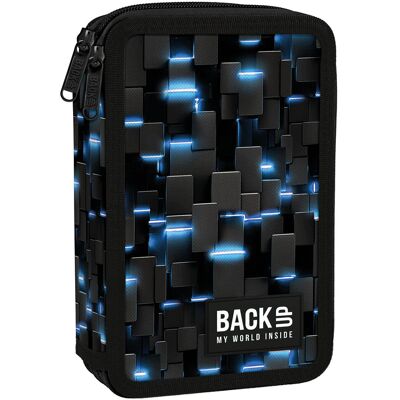 Derform Piórnik z wyposażeniem dwukomorowy dla chłopca BackUp bytewave grafitowy Derform Piórnik z wyposażeniem dwukomorowy dla chłopca BackUp bytewave grafitowy