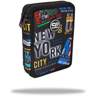Patio Piórnik z wyposażeniem dwukomorowy dla chłopca CoolPack Jumper XL Big City z napisami czarny Patio Piórnik z wyposażeniem dwukomorowy dla chłopca CoolPack Jumper XL Big City z napisami czarny