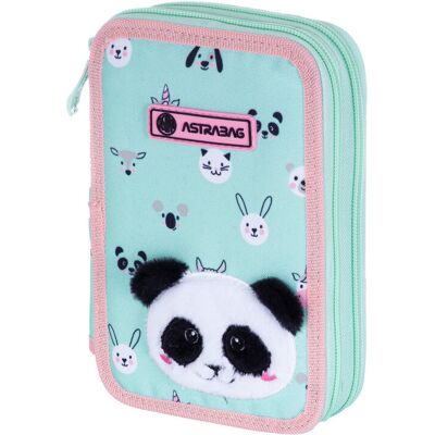 Piórnik z wyposażeniem dwukomorowy dla dziewczynki Astrabag Teddy Panda AC21 miętowy Piórnik z wyposażeniem dwukomorowy dla dziewczynki Astrabag Teddy Panda AC21 miętowy