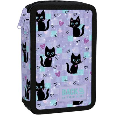 Derform Piórnik z wyposażeniem dwukomorowy dla dziewczynki BackUp MAGIC CATS kot fioletowy Derform Piórnik z wyposażeniem dwukomorowy dla dziewczynki BackUp MAGIC CATS kot fioletowy