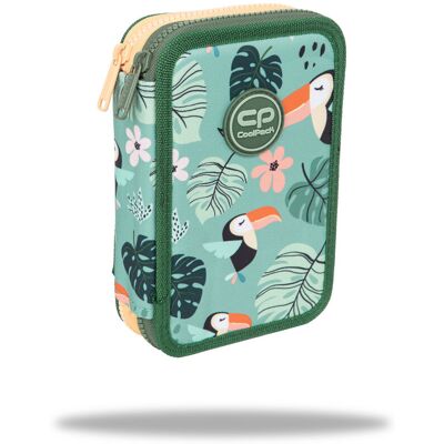 Patio Piórnik z wyposażeniem dwukomorowy dla dziewczynki, Jumper 2 Tucans CoolPack, ptaki, zielony Patio Piórnik z wyposażeniem dwukomorowy dla dziewczynki, Jumper 2 Tucans CoolPack, ptaki, zielony