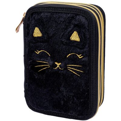Piórnik Z Wyposażeniem Trzykomorowy Astrabag Jumbo Fluffy Kitty Black Ac31, 47 Elementów Piórnik Z Wyposażeniem Trzykomorowy Astrabag Jumbo Fluffy Kitty Black Ac31, 47 Elementów