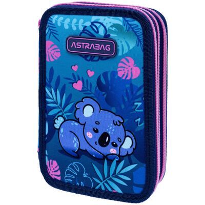 Piórnik z wyposażeniem trzykomorowy dla dziewczynki Astrabag Sweet Koala niebieski Piórnik z wyposażeniem trzykomorowy dla dziewczynki Astrabag Sweet Koala niebieski