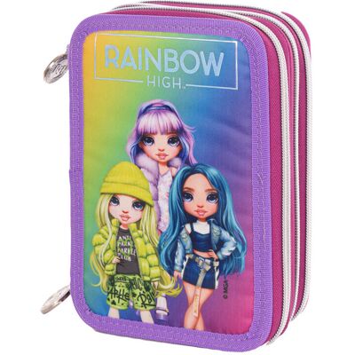 Astra Piórnik z wyposażeniem trzykomorowy dla dziewczynki, Rainbow High Silver Style AC31, różowy Astra Piórnik z wyposażeniem trzykomorowy dla dziewczynki, Rainbow High Silver Style AC31, różowy