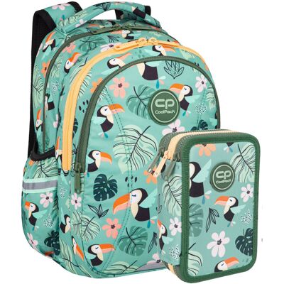 Plecak szkolny młodzieżowy CoolPack Toucans zestaw w tukany dla dziewczynki Zestaw plecak, piórnik Plecak szkolny młodzieżowy CoolPack Toucans zestaw w tukany dla dziewczynki Zestaw plecak, piórnik