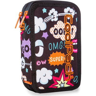 Piórnik Z Wyposażeniem Trzykomorowy Dla Dzieci, Jumper 3 A67202 Coolpack, Grafika, Czarny Piórnik Z Wyposażeniem Trzykomorowy Dla Dzieci, Jumper 3 A67202 Coolpack, Grafika, Czarny