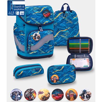 Premiumowy zestaw tornistra szkolnego Belmil Smarty Plus Daisy dla chłopców 'Baltic' Premiumowy zestaw tornistra szkolnego Belmil Smarty Plus Daisy dla chłopców 'Baltic'