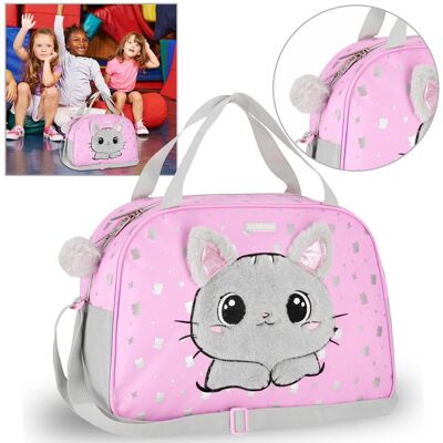 Starpak Torba sportowa dla dziewczynki Kotek, różowa torba na WF, podróż, na ramię 39x27x16 cm Starpak Torba sportowa dla dziewczynki Kotek, różowa torba na WF, podróż, na ramię 39x27x16 cm