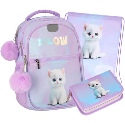 Starpak ZESTAW 3-CZĘŚCI PLECAK PIÓRNIK WOREK CUTE KITTY Starpak ZESTAW 3-CZĘŚCI PLECAK PIÓRNIK WOREK CUTE KITTY