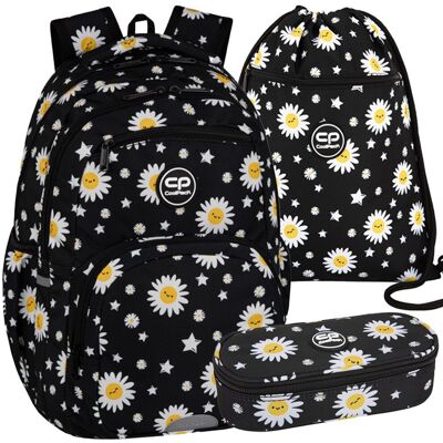 Zestaw 3-Elementowy Do Klasy 4-8 Plecak Piórnik Worek Coolpack Daisy Black Stokrotki Zestaw 3-Elementowy Do Klasy 4-8 Plecak Piórnik Worek Coolpack Daisy Black Stokrotki