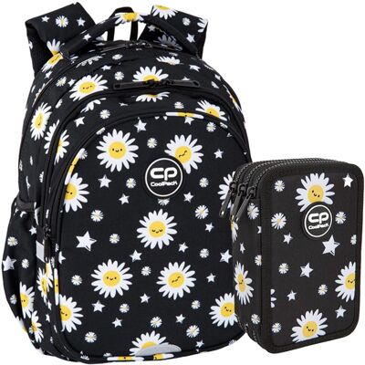 Zestaw Dla Dziewczynki Do Klasy 1-3 Plecak I Piórnik Coolpack Daisy Black Stokrotki Zestaw Dla Dziewczynki Do Klasy 1-3 Plecak I Piórnik Coolpack Daisy Black Stokrotki