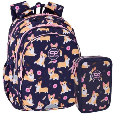 Zestaw Dla Dziewczynki Do Klasy 1-3 Plecak I Piórnik Coolpack Elisabeth Corgi Pies Zestaw Dla Dziewczynki Do Klasy 1-3 Plecak I Piórnik Coolpack Elisabeth Corgi Pies