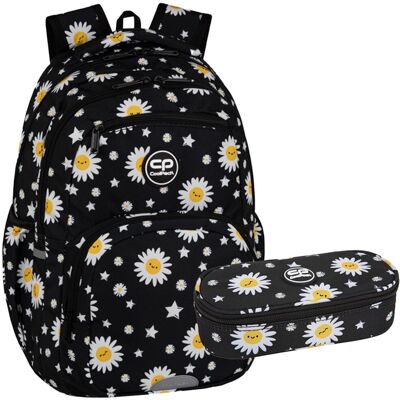 Zestaw Dla Dziewczynki Do Klasy 4-8 Plecak I Piórnik Coolpack Daisy Black Stokrotki Zestaw Dla Dziewczynki Do Klasy 4-8 Plecak I Piórnik Coolpack Daisy Black Stokrotki