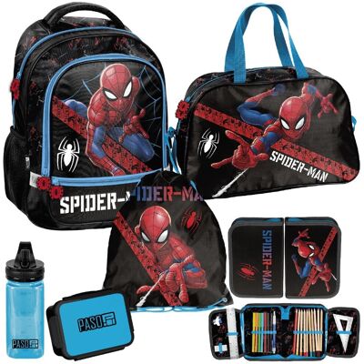 Zestaw Szkolny 6-Elementowy Spider-Man Paso Plecak Torba Worek Piórnik Bidon Śniadaniówka Dla Chłopca Zestaw Szkolny 6-Elementowy Spider-Man Paso Plecak Torba Worek Piórnik Bidon Śniadaniówka Dla Chłopca
