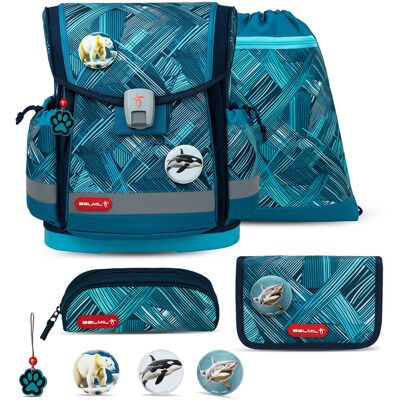 Zestaw tornistra szkolnego Belmil Classy Plus Ice Blue, 4-częściowy Zestaw tornistra szkolnego Belmil Classy Plus Ice Blue, 4-częściowy